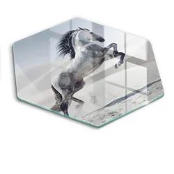GLASPLATTE 40 cm Weißes rumänisches Pferd