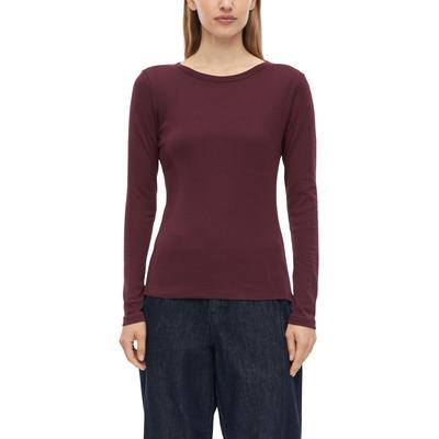 Langarmshirt S.OLIVER, Damen, Gr. 34, rot (burgundy), Jersey, Obermaterial: 100% Baumwolle, regular fit hüftlang, U-Boot-Ausschnitt, gerader Abschluss, Shirts Langarmshirt, mit U-Boot-Ausschnitt