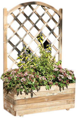 Rowlinson Rectangular Planter & Lattice Natural Timber 138cm H X 90cm W X 42cm D
