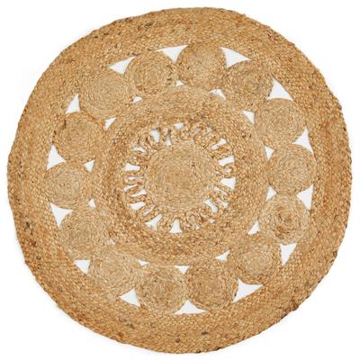 Teppich LUXOR LIVING "Balo", beige (natur), H:6mm Ø:60cm, Jute, Teppiche, Teppich, Juteteppich, reine Naturfaser, handgeflochten, Flecht Design