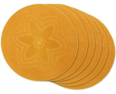 DII Honey Gold Floral Woven Round Placemat (Set of 6)