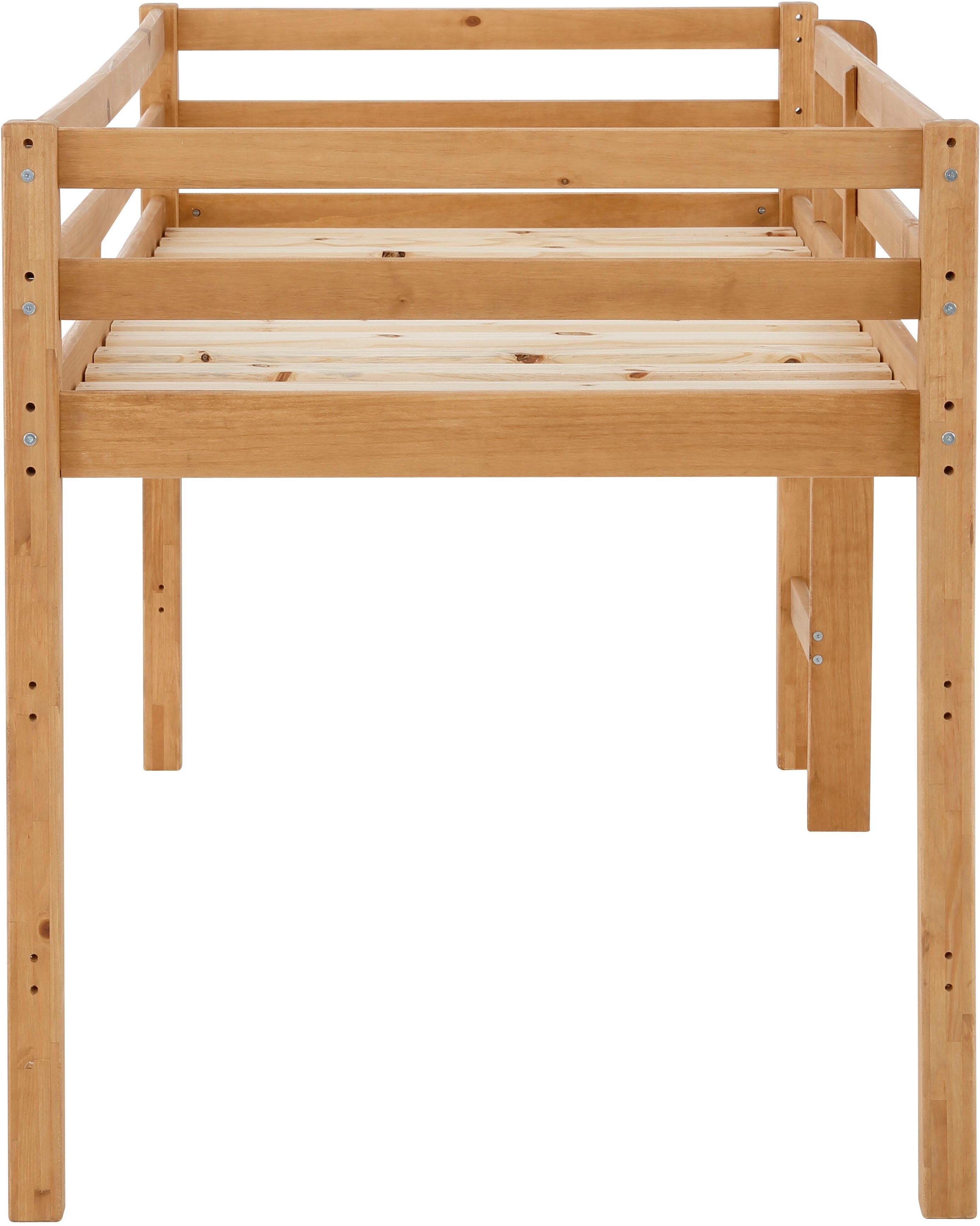 Hochbett GOODPRODUCT "Alpi", braun (beize, wax), B:103cm H:111cm L:208cm, Hochbetten, Hochbett, aus schönem massivem Kiefernholz, Aussenmassenbreite 103 cm beize, wax Liegefläche B/L: 90cm x 200cm, kein Härtegrad, ohne Matratze