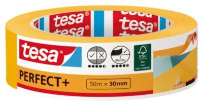 tesa Perfect+ Malerband, 50 m × 30 mm – saubere Farbkanten, reißfest, rückstandsfrei, für Innen