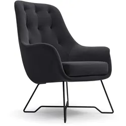 SESSEL SEDUTA, Modern Polstersessel Loungesessel, Velours-Stoff Schwarz