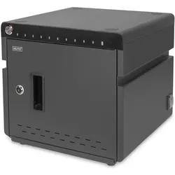 Digitus Mobiler Desktop Ladeschrank für Notebooks/Tablets bis 14 Zoll, UV-C, USB-C, Notebookwagen, Schwarz