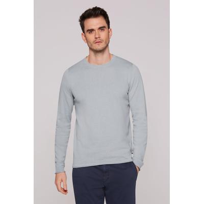 Rundhalspullover CMPD, Herren, Gr. S, grau (smokey mint), Feinstrick, Material: 100% Baumwolle, unifarben, regular fit normal, Rundhals, eingesetzt Rollsaum, Pullover Rundhalspullover, mit Rollsäumen