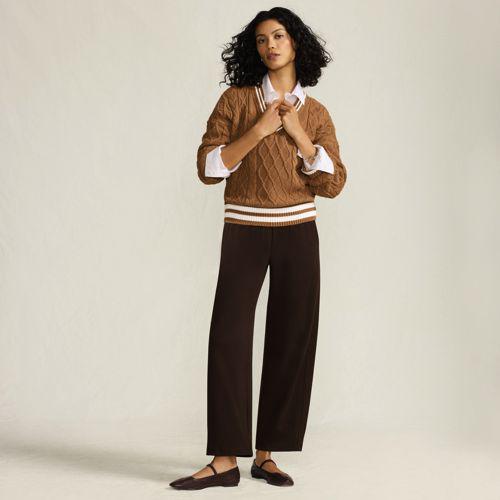 Sport Knit Barrel-Hose High Waist für Damen in Petite-Größe, Damen, size: petite, Braun, Baumwolle, by Lands' End