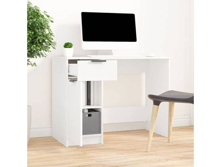 Table de travail (1 pc) - - Table intérieure - bois d'ingénierie - blanc - avec tiroir - 100 x 50 x 75 cm@deq93s