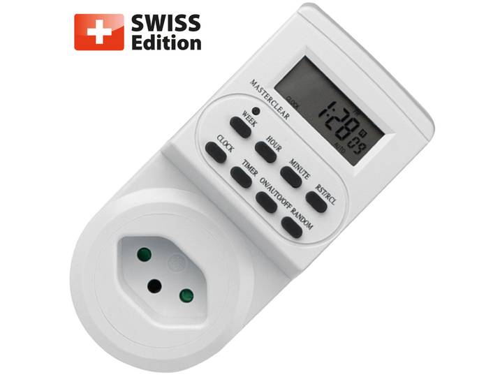 Digitale Zeitschaltuhr Kinderschutz / Zufallsgenerator Swiss Edition T12 T13