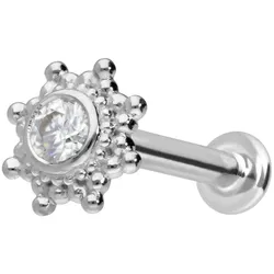 14 Karat Gold Labret mit Push Fit MOISSANIT-SONNE