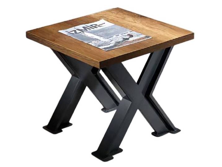 JVmoebel Beistelltisch Quadratischer Holztisch mit X-förmigen Metallbeinen (1-St., Couchtisch), Made in Europa