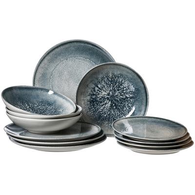 Teller-Set RITZENHOFF & BREKER "Grana", grau, 12, Steinzeug, Geschirr-Sets