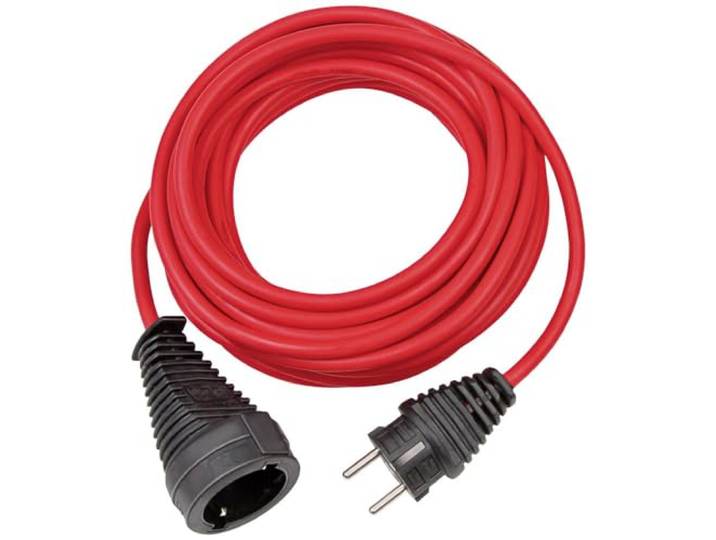 Brennenstuhl Verlengsnoer van kwaliteitskunststof met randaardecontactstekker en contactdoos (verlengkabel voor binnenshuis met 10m kabel) rood