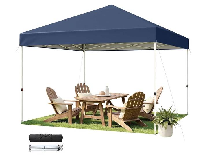 Faltpavillon 3x3m Wasserdicht UV-Schutz 50+ Höhenverstellbar Blau
