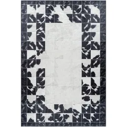 TEPPICH Flachgewebe Waschbar PIZOL in Schwarz, im Patchwork-Stil, 80 x 150 cm