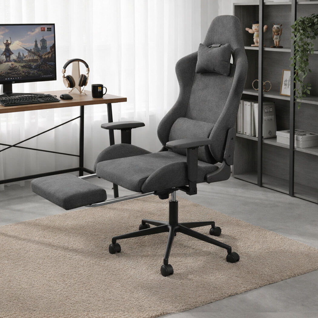 Metro Lane Fabric and Canvas Office Chair Grey 140cm H X 72cm W X 68cm D