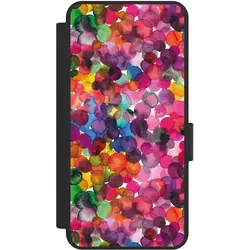 Nivocase Klapphülle für Samsung Galaxy S25 Edge Handyhülle aus Kunst Leder NIVOflip schwarz Punkte (Samsung Galaxy S25 Edge), Smartphone Hülle, Schwarz