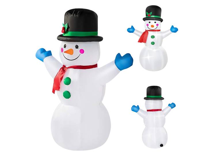 Bonhomme de neige de Noël gonflable de 1,2 m de haut avec LED intégrées, bonhomme de neige gonflable avec chapeau magique pour fête de Noël, cour, jardin