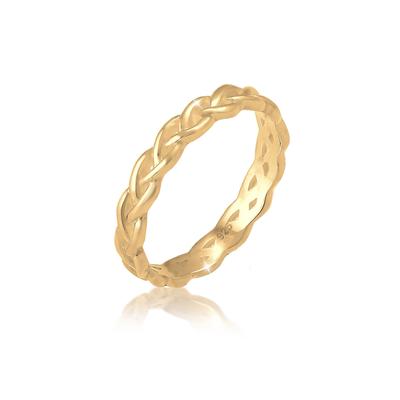 Fingerring ELLI "Gedreht Geflochten Zopfmuster 925 Silber" Gr. 54, gold, Fingerringe, Damen, 54mm, ohne Stein, Silber 925 (Sterlingsilber), 3mm, Fingerring