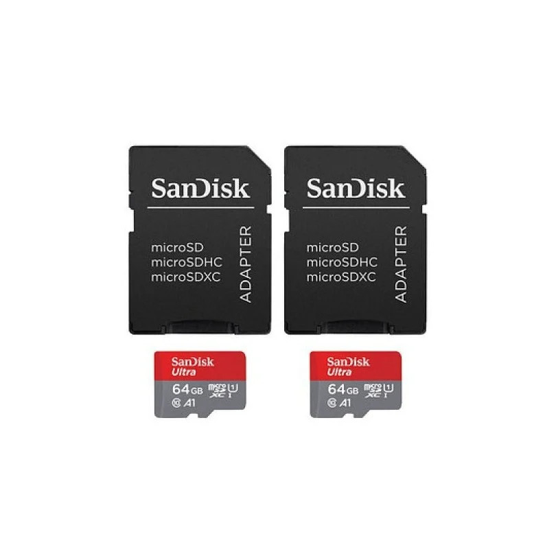 SanDisk Ultra MicroSDXC 64GB 140MB/s C10 UHS-I Geheugenkaart 2-pack Grijs