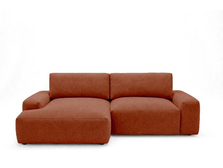 Best Mobilier Tama - Canapé d'angle gauche 4 places convertible avec coffre en tissu \, Terracotta