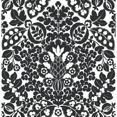 A-Street Prints Marni Black Fruit Damask Wallpaper