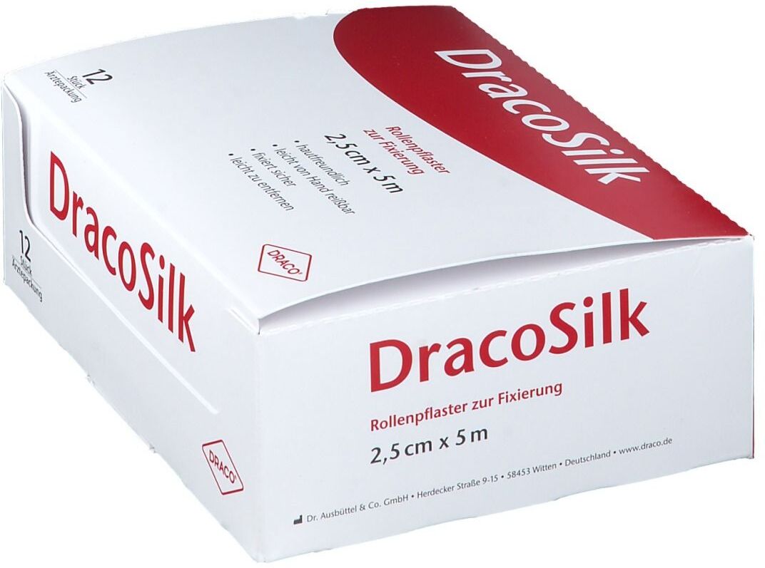 No Brand Dracosilk Rollenpflaster 2,5 cmx5 m o.Schutzring 12 St Pflaster