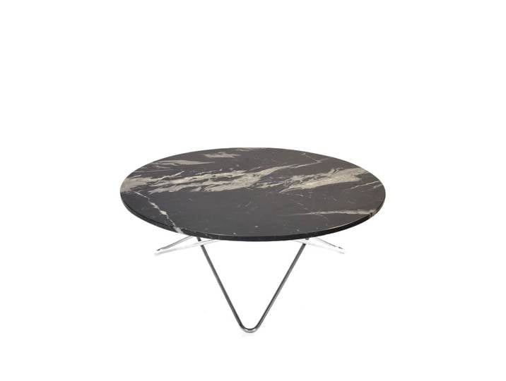 OX Denmarq Large O Table Couchtisch Marmor marquina matt, Edelstahlgestell