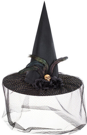 Hexenhut "Totenkopf", schwarz/gold