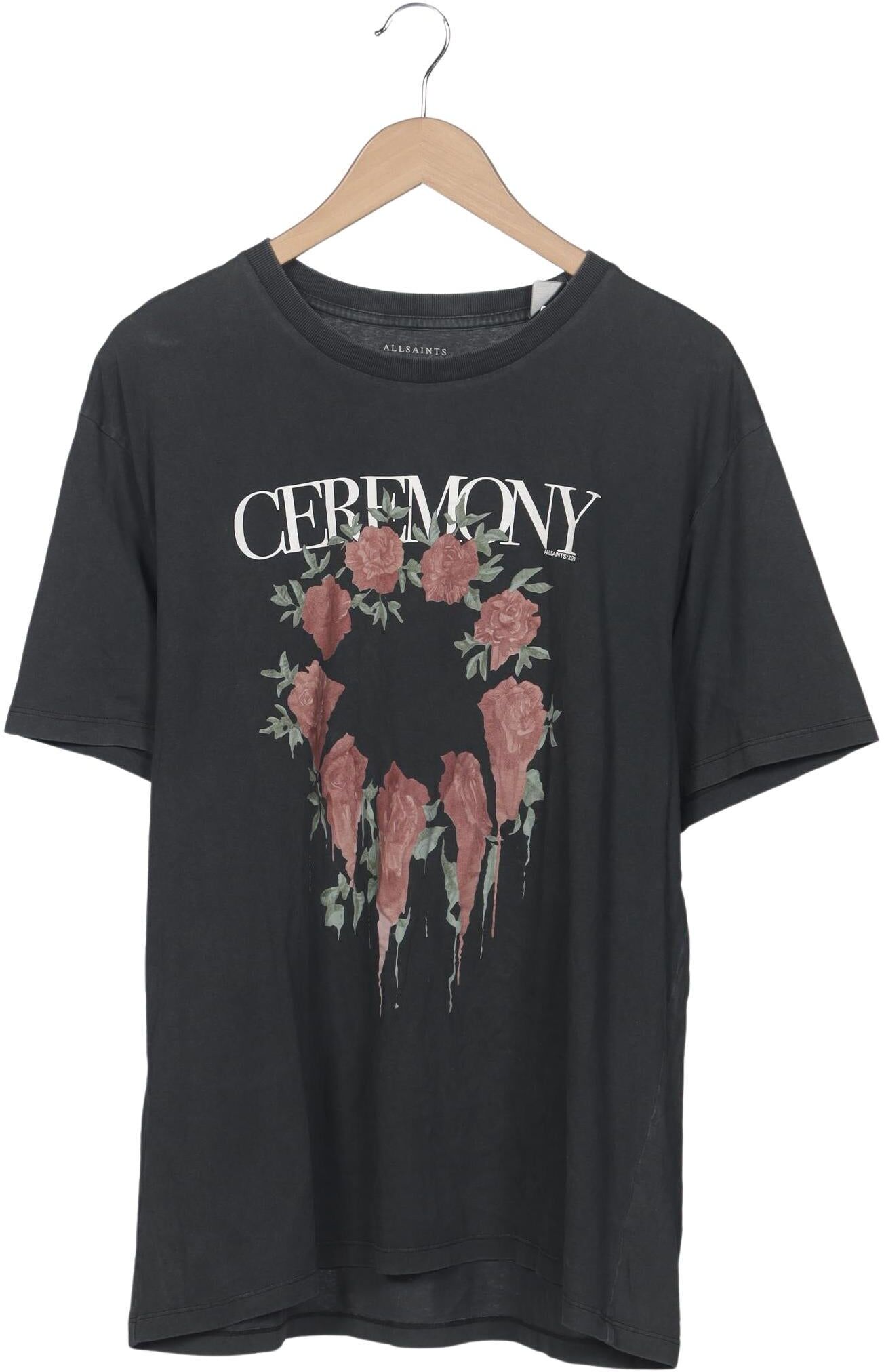 All Saints Herren T-Shirt, Grau, Gr. L, Baumwolle - Second Hand