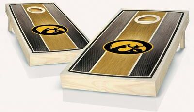 Skip's Garage Iowa Hawkeyes Stained Striped Outdoor Cornhole Board Set