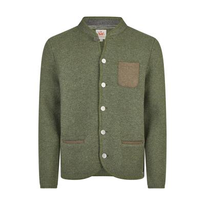 Trachtenstrickjacke SPIETH & WENSKY "Spieth & Wensky Strickjacke Kolja", Herren, Gr. S, grün (oliv), Obermaterial: 50% Wolle WO. 50% Polyamid PA., uni, regular fit, Strickjacken, mit bequemer Passform