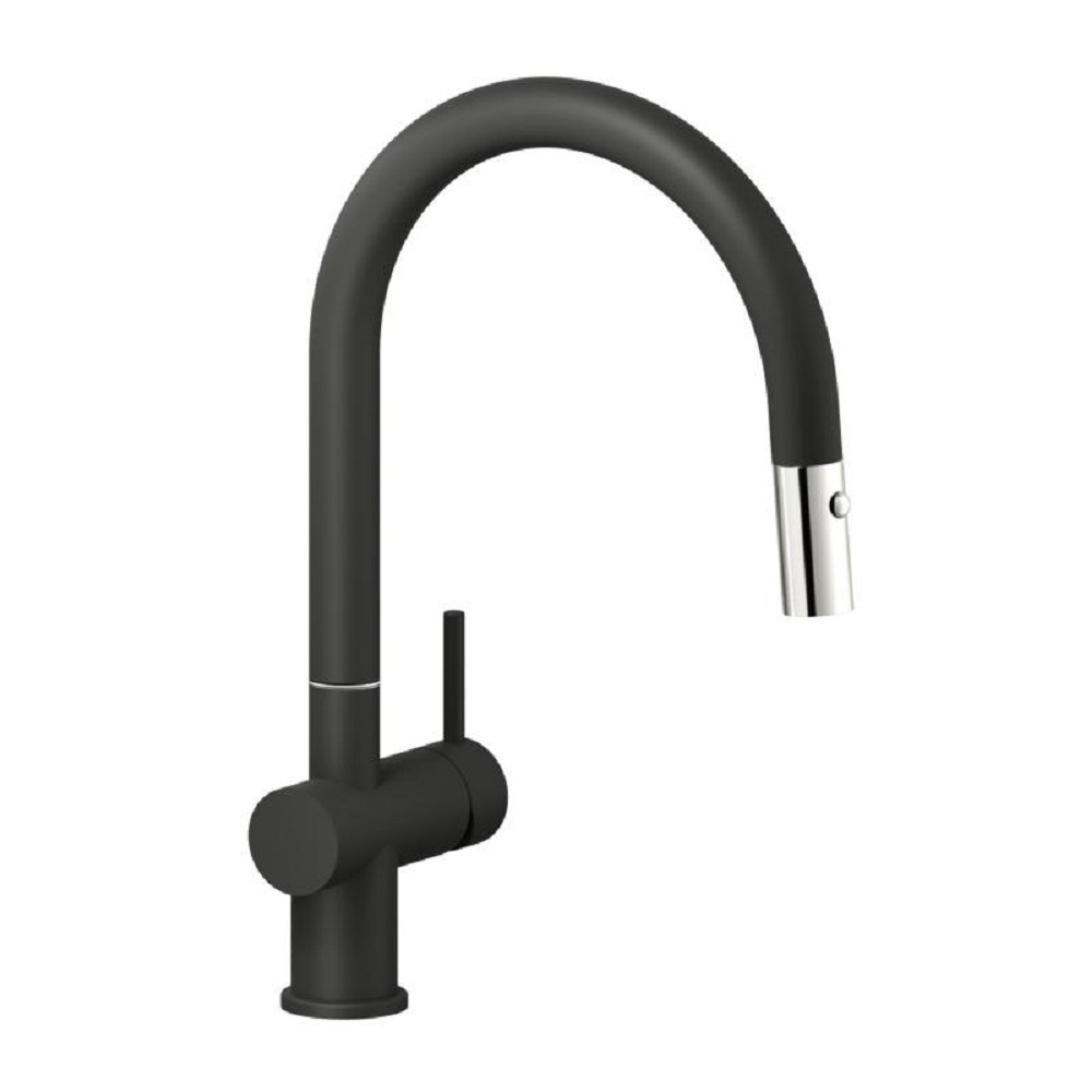 Reginox Armatur R31667 FLINT BLACK CHROME mit ausziehbarem Auslauf / Küchenarmatur / Einhebelmischer / Mischbatterie schwarz-chrom