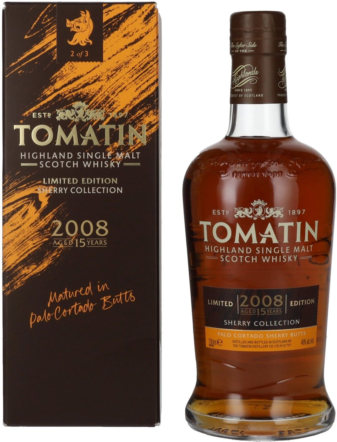 Tomatin Whisky Tomatin 15 Years Old SHERRY COLLECTION Palo Cortado Sherry Butts Limited Edition 2008 46% Vol. 0,7l in Geschenkbox