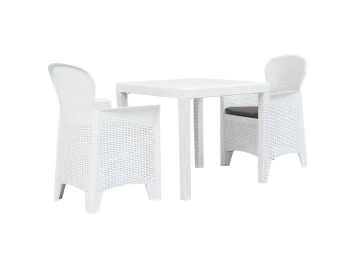 Fydun Ensemble de bistro 3 pcs Plastique Blanc Aspect de rotin 112255
