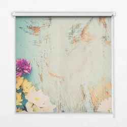INNENROLLO - Fensterrollo - Rollo - 100x100 cm - Blumen auf blauem Hintergrund