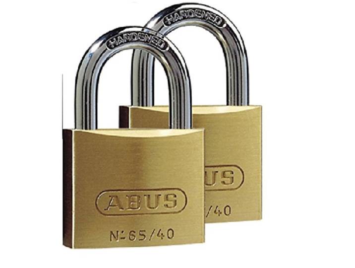 ABUS Hangslot 65/40 Messing - Set van 2, Gelijksluitend, Veiligheidsniveau