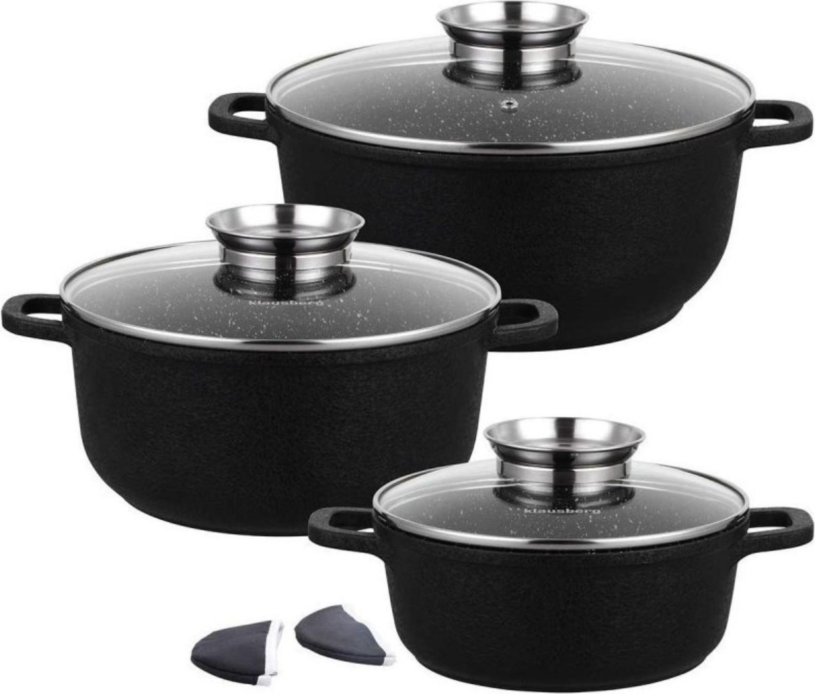 Klausberg set van 8 granieten potten 8723