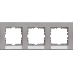 Kopp 402747309 HK07 - Abdeckrahmen 3-fach, waagrechte Installation, mit Schriftfeld, Farbe: stahl