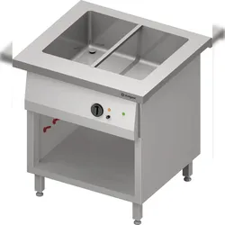 Stalgast Bain-Marie-Station "Free Flow" mit einem Becken 2x GN1/1, 799x750x880 mm Edelstahlabdeckung