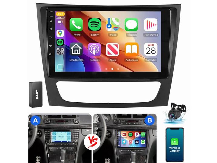 ESSGOO Für Mercedes E-Klasse W211 W219 Android 15 GPS NAVI Autoradio Navigationsgerät (Carplay Android Auto Navi WIFI BT EQ)