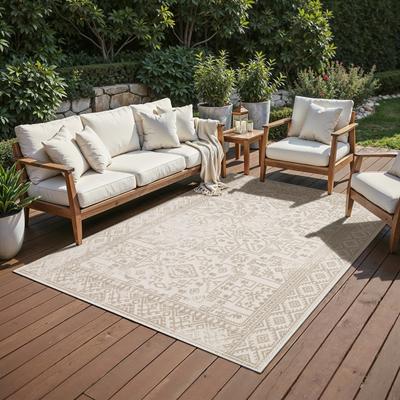 ROW Zarina Global Distressed Tribal Beige / Ivory Indoor/Outdoor Area Rug
