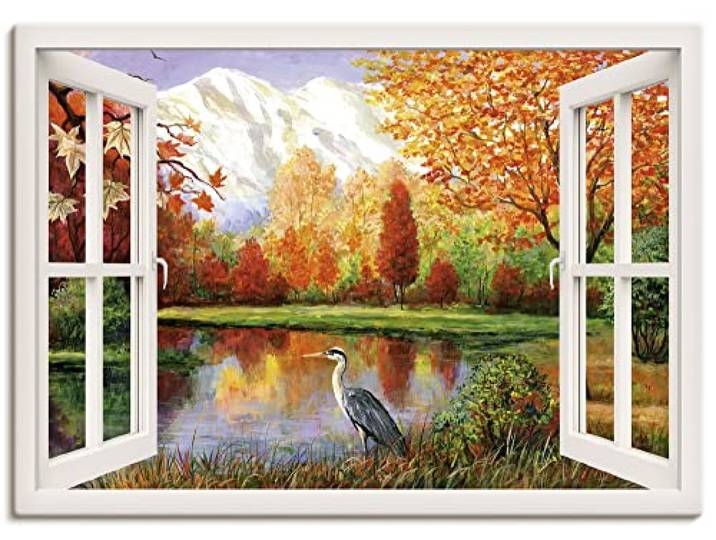 ARTLAND Wanddeko Leinwand Bilder Wandbild Landschaften Fensterblick J4WE