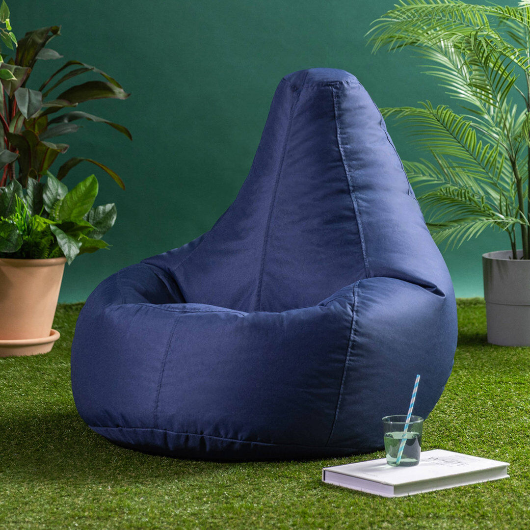 icon Dalton High Back Adult Gaming Indoor Outdoor Bean Bag Chair, Black Navy Blue Medium