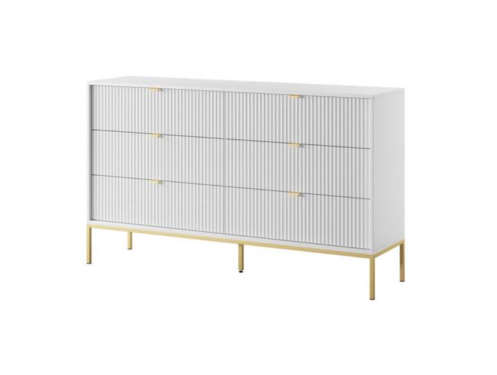 Sepro Meble Sideboard Weiß Ks154 Glamour Stil Goldfarben, 154x91x39 cm, Kleinmöbel, Kommoden, Sideboards