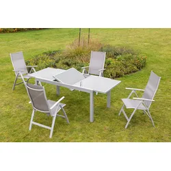 Gartentisch ausziehbar Metall/Glas L: 160-220 cm