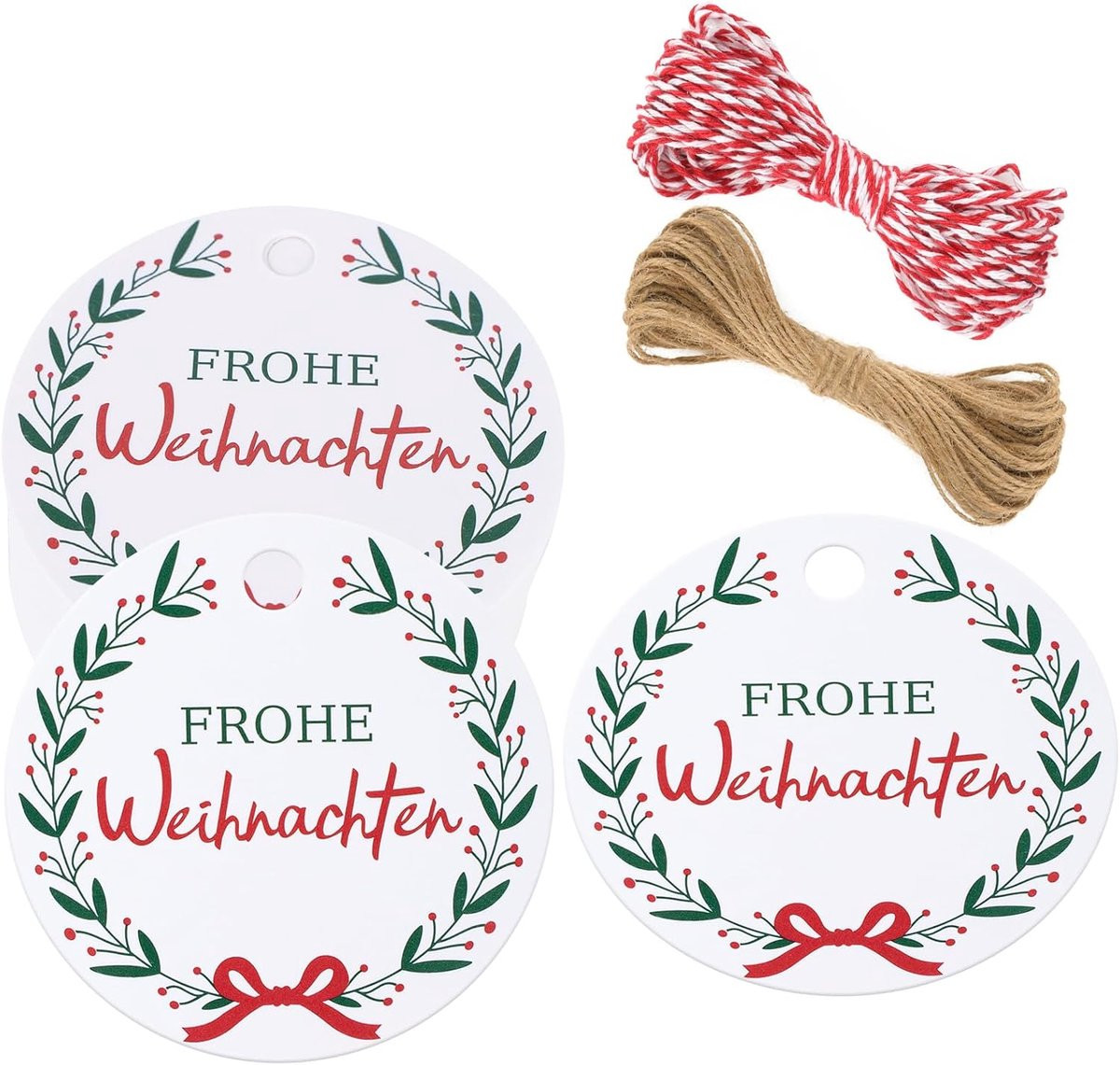 jijAcraft Frohe cadeauhangers, 100 stuks, rond