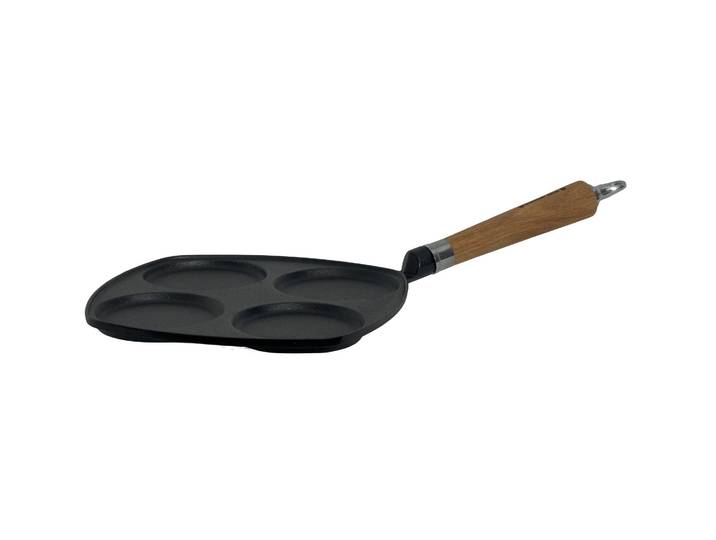 Bratpfanne RONNEBY BRUK Maestro Eierpfanne, 25 x 25 cm, mit Holzgriff , schwarz, mit eichenholzgriff, B:25cm H:7cm L:52cm, Pfannen, Bratpfanne