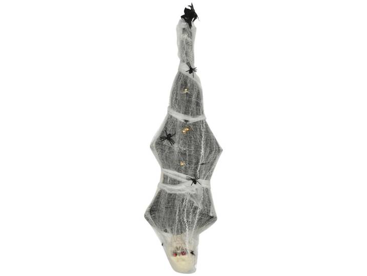 Homcom 170Cm Halloween Dekoration Mumie Hängend Skelett mit Augenglühen in Lebensgröße, Grau, Kunststoff, 21x142x43 cm, Dekoration