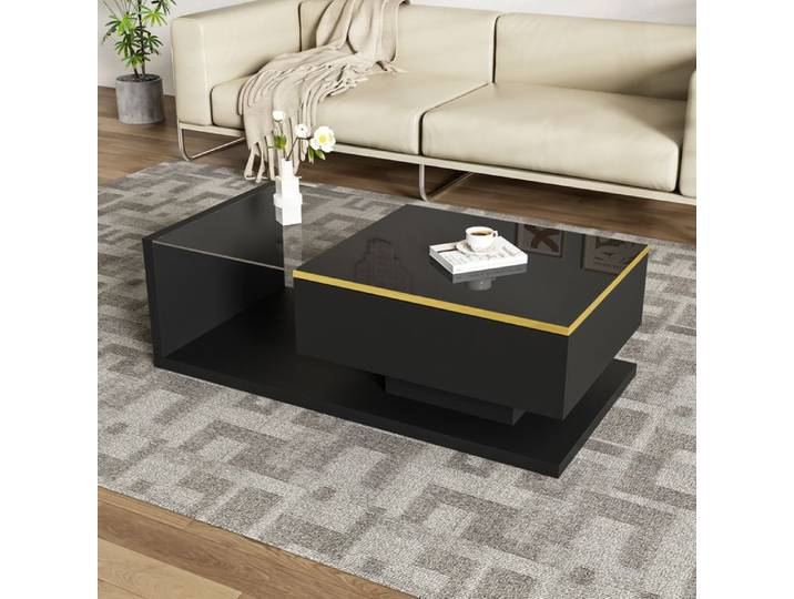 Plaque épaissieTable basse de 100 cm de long noir brillTable basse de 100 cm de long noir brillant. Tables d'appoint tables bas
